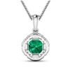 Image 2 : 14KT White Gold 2.07ctw Zambian Emerald and Diamond Pendant