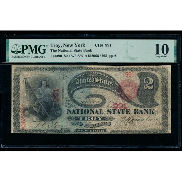 1875 $2 Troy NY National PMG 10