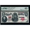 Image 1 : 1907 $5 Legal Tender Note PMG 63EPQ