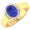 14KT Yellow Gold 1.09ct Tanzanite and Diamond Ring