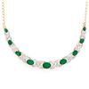 Plated 18KT Yellow Gold 4.05ctw Green Agate and Diamond Pendant with Chain