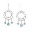 Plated Rhodium and Sterling Silver 5.30ctw Blue Topaz Earrings