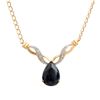Plated 18KT Yellow Gold 6.05ct Black Sapphire and Diamond Pendant with Chain