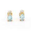 Plated 18KT Yellow Gold 1.12cts Blue Topaz and Diamond Earrings