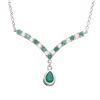 Plated Rhodium 2.20ctw Emerald and White Topaz Pendant with Chain