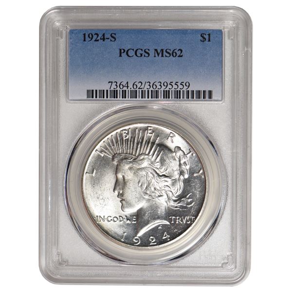 1924-S $1 Peace Silver Dollar PCGS MS62