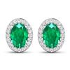 14KT White Gold 1.12ctw Zambian Emerald and Diamond Earrings
