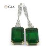 GIA Certified 23.38 Ct Natural Emerald and Diamond Earrings