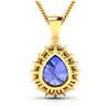 Image 3 : 14KT Yellow Gold 3.25ctw Tanzanite and Diamond Pendant
