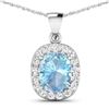 14KT White Gold 3ctw Aquamarine and Diamond Pendant