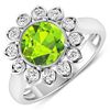 14KT White Gold 1.85ctw Peridot and Diamond Ring