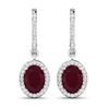 14KT White Gold 3ctw Ruby and Diamond Earrings