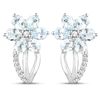 Plated Rhodium 1.44ctw Aquamarine and White Topaz Earrings