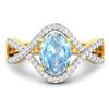 Image 3 : 14KT Yellow Gold 0.96ctw Aquamarine and Diamond Ring