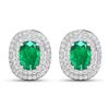 14KT White Gold 1.12ctw Zambian Emerald and Diamond Earrings