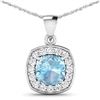 14KT White Gold 1.70ct Aquamarine and Diamond Pendant with Chain