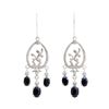 Plated Rhodium and Sterling Silver 4.40ctw Sapphire Earrings