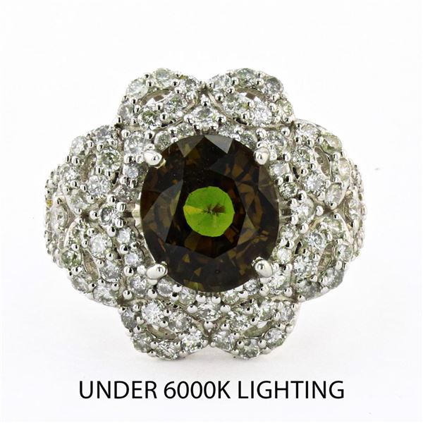 4.49 ctw Alexandrite and 1.43 ctw Diamond 18K White Gold Ring (GIA CERTIFIED)