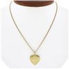Image 1 : Vintage 14k Gold Polished Cross on Fluted Heart Pendant w/ 16.5 Curb Link Chain