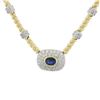 Image 7 : 18K TT Gold 3.30 ctw GIA Bezel Oval Sapphire & Pave Diamond Cable Link Necklace