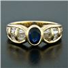 Image 2 : Trevi 18k Yellow Gold 1.90 ctw Oval Sapphire & Baguette Diamond Ring