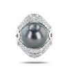 Image 1 : 14mm South Sea Cultured Pearl and 1.09 ctw Diamond Platinum Ring