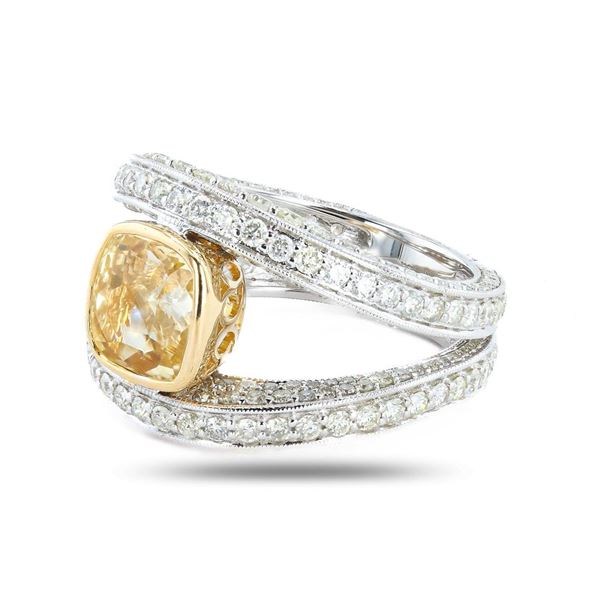 3.55 ctw UNHEATED Yellow Sapphire and 2.35 ctw Diamond 18K White and Yellow Gold