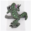 Image 1 : 18K Gold & Black Rhodium Pave Tsavorite & Red Eyes Frog Body Cocktail Ring