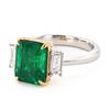 Image 2 : 3.36 ctw Emerald and 0.44 ctw Diamond Platinum/18K White and Yellow Gold Ring