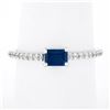 NEW 14K White Gold 0.62 ctw Rectangular Step Cut Sapphire Solitaire & Diamond Ri