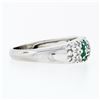 Image 5 : Fancy 18K White Gold 0.68 ctw Emerald Diamond Dome Bombe Flower Cluster Band Rin