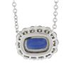 Image 6 : NEW 18k Gold 1.88 ctw GIA Cushion Blue Sapphire Diamond Halo Pendant Necklace