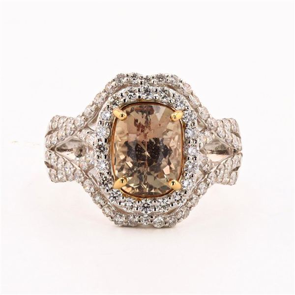 3.15 ctw UNHEATED Purplish Pink Sapphire and 1.02 ctw Diamond 18K White and Yell