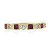 Image 4 : Estate 14k Yellow Gold Diamond & Synthetic Ruby Milgrain Bezel Stack Band Ring