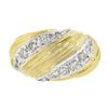 Image 6 : 18k Yellow Gold 0.56 ctw Pave Set Round Diamond Textured Grooved Bombe Band Ring