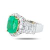 Image 2 : 6.32 ctw Colombian Emerald and 3.27 ctw Diamond Platinum and 18K Yellow Gold Rin