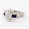 Image 2 : 0.34 ctw Diamond and 0.69 ctw Blue Sapphire Platinum Ring (0.94 ctw Diamonds)