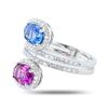 Image 2 : 3.01 ctw Purple Pink and Blue Sapphire and 0.72 ctw Diamond Platinum Ring