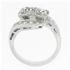Image 8 : Vintage Platinum 1.66 ctw Old European Cut Dual Diamond Bypass Ring w/ Accents