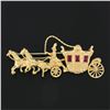 Image 2 : Vintage Italian 18K Yellow Gold Ruby Long Detailed Horse & Carriage Brooch Pin