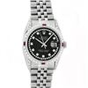 Image 2 : Rolex Mens Stainless Steel Black String Diamond Lugs And Ruby Datejust 36MM