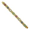 Image 6 : 14K Gold Sapphire Ruby Emerald Diamond MultiColor Cluster & Column Link Bracelet