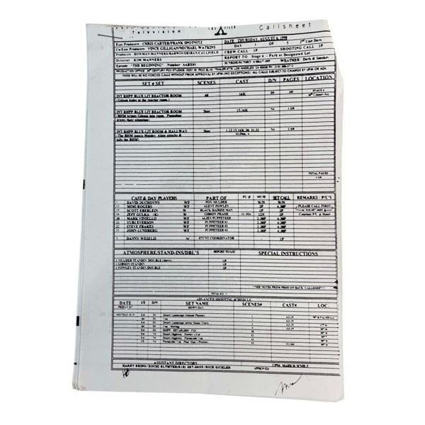 The X-Files (1993-) - Call Sheet / Pocket Script Pages