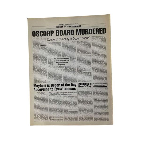 Spider-Man (2002) - Daily Bugle Newspaper "Oscorp Board Murdered"