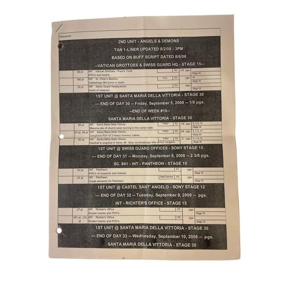 Angels & Demons (2009) - Production Paperwork