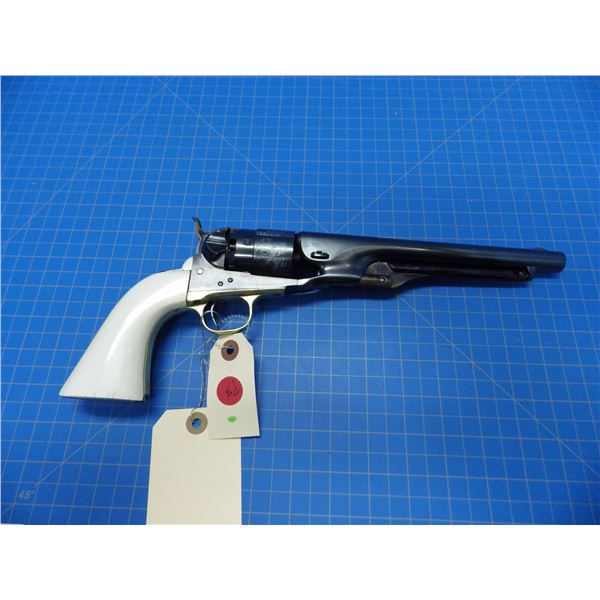 Colt 1860 Army percusssion revolver 44 caliber, 8 inch barrel, ivory grips, serial number 39587, pro