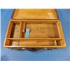 Image 2 : Leather covered wood case, 14" x 7 1/2" x 2 1/2", lock but no key  - CONSIGN # PC 4