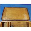 Image 3 : Leather covered wood case, 14" x 7 1/2" x 2 1/2", lock but no key  - CONSIGN # PC 4