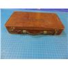 Image 4 : Leather covered wood case, 14" x 7 1/2" x 2 1/2", lock but no key  - CONSIGN # PC 4