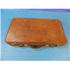 Image 5 : Leather covered wood case, 14" x 7 1/2" x 2 1/2", lock but no key  - CONSIGN # PC 4